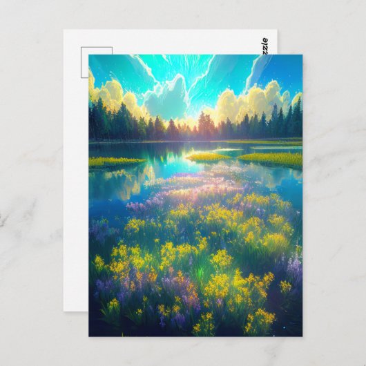 美しい沼地を明け渡る朝 ポストカード (正面/裏面)