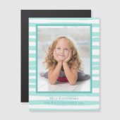 美しい沿岸ティール（緑がかった色）ビーチクリスマスマグネットカード (正面/裏面)