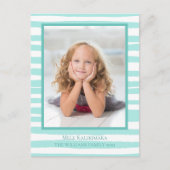 美しい沿岸ティール（緑がかった色）ビーチクリスマス シーズンポストカード (正面)