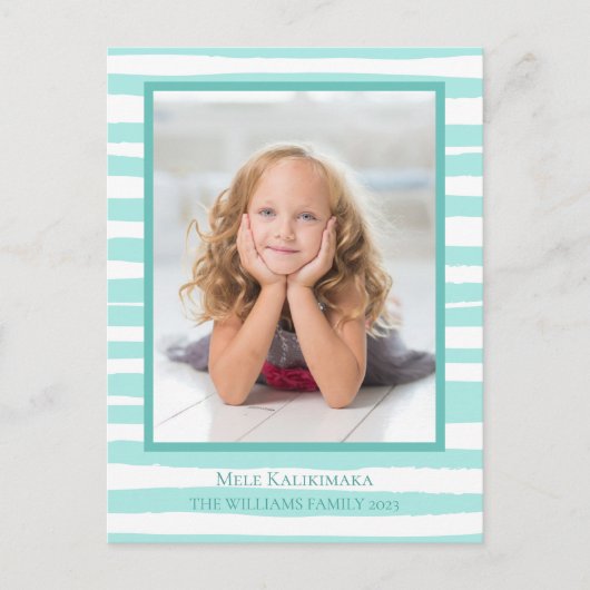 美しい沿岸ティール（緑がかった色）ビーチクリスマス シーズンポストカード (正面)