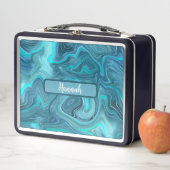美しい波の海ブルーストラタ メタルランチボックス (インサイチュ)