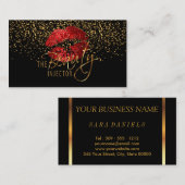 美しい注入器(金ゴールド紙吹雪と赤唇) 名刺 (正面/裏面)