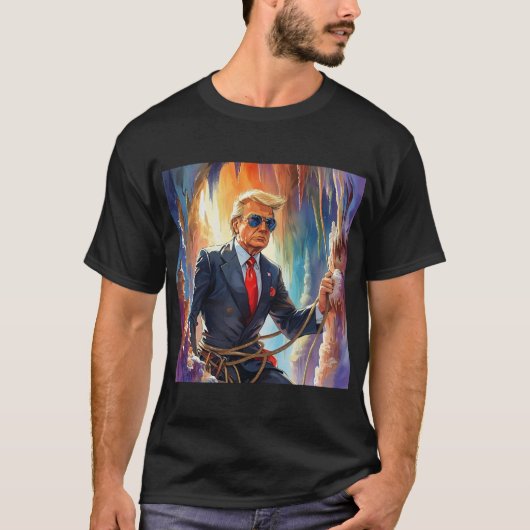 美しい洞窟の中で洞窟を掘る切り株MAGA Tシャツ (正面)