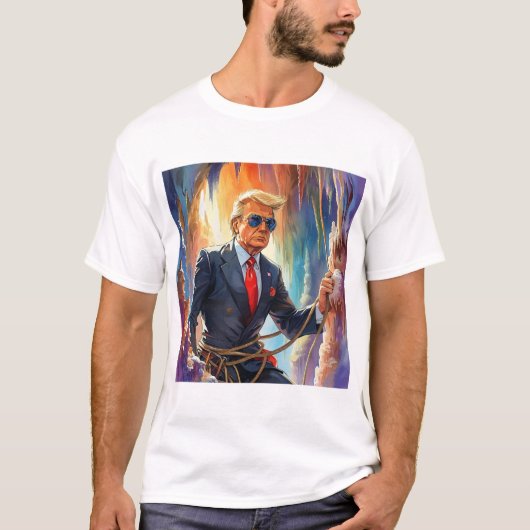 美しい洞窟の中で洞窟を掘る切り株MAGA Tシャツ (正面)