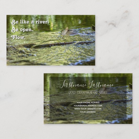 美しい流れる水とやる気を起こさせる引用文 名刺 (正面/裏面)