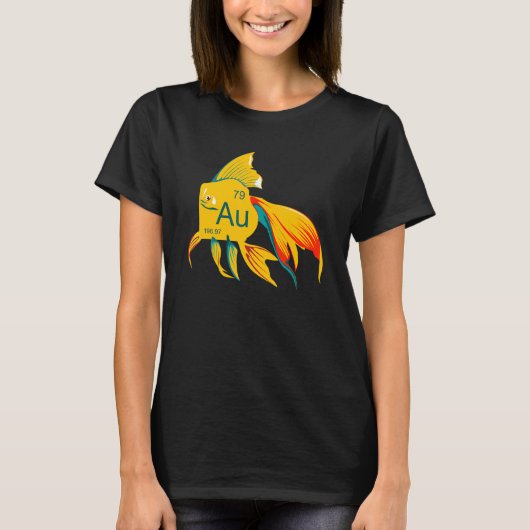 美しい流れる金魚 ゴールド Tシャツ (正面)