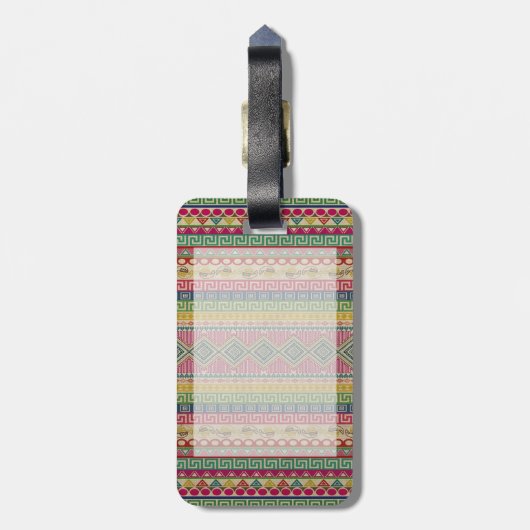 美しい流行のカラフルアステカパターン ラゲッジタグ (裏面縦)