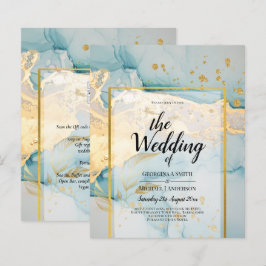 美しい海のガラス金ゴールド結婚式の招待ターコイズ