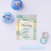 美しい海のガラス金ゴールド結婚式の招待ターコイズ チラシ (シングル)
