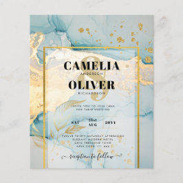美しい海のガラス金ゴールド結婚式の招待ターコイズ チラシ