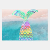 美しい海のビーチと人魚 ラッピングペーパーシート (正面)