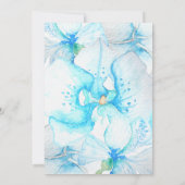 美しい海の亀とトロピカルな青緑の花輪のウェディング 招待状 (裏面)