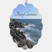 美しい海の写真 感謝のクリスマスカード オーナメントカード (左)