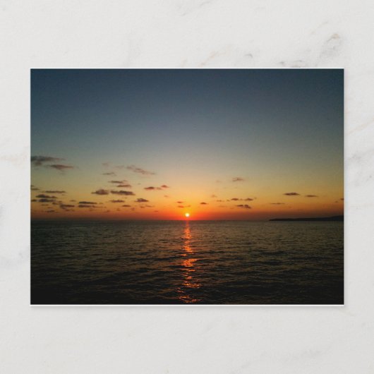 美しい海の夕日 オレンジ 黄色 赤 ポストカード (正面)
