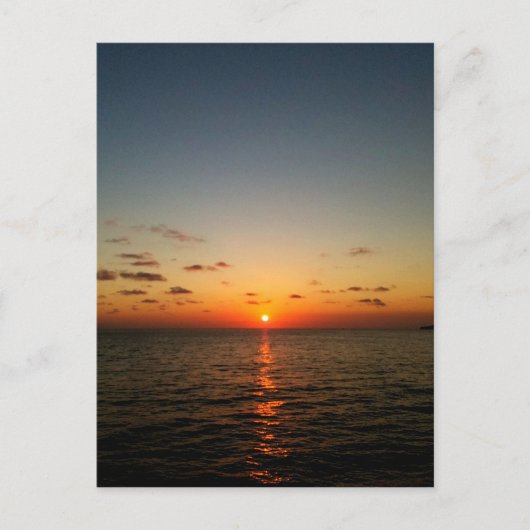 美しい海の夕日 オレンジ 黄色 赤 ポストカード (正面)