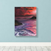 美しい海の夕焼け - オブジェ風オリジナル絵画 キャンバスプリント (インサイチュ (ウッドフロア))