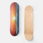 美しい海の日の出と書 スケートボード (正面)