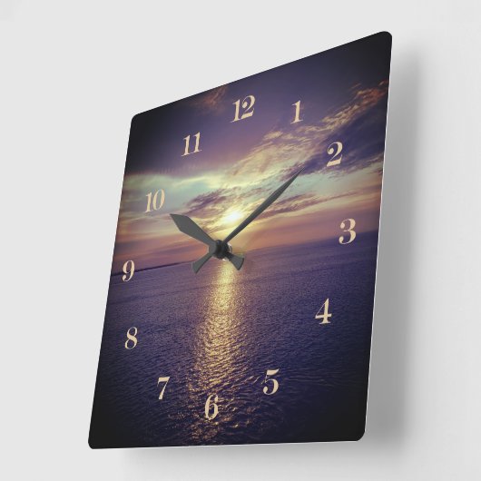 美しい海の日の出景色 スクエア壁時計 (傾斜)