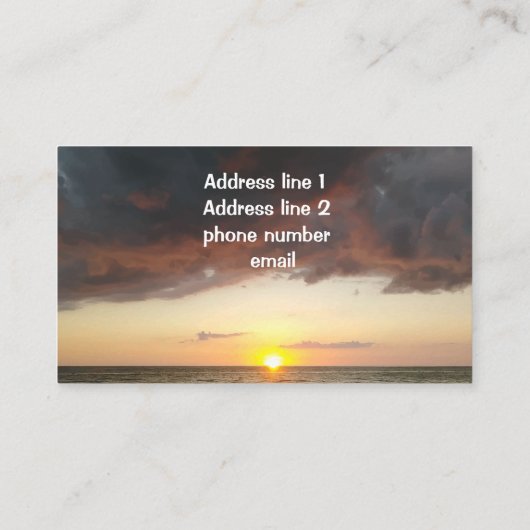 美しい海の日没の暗闇は背景を曇らせます 名刺 (裏面)