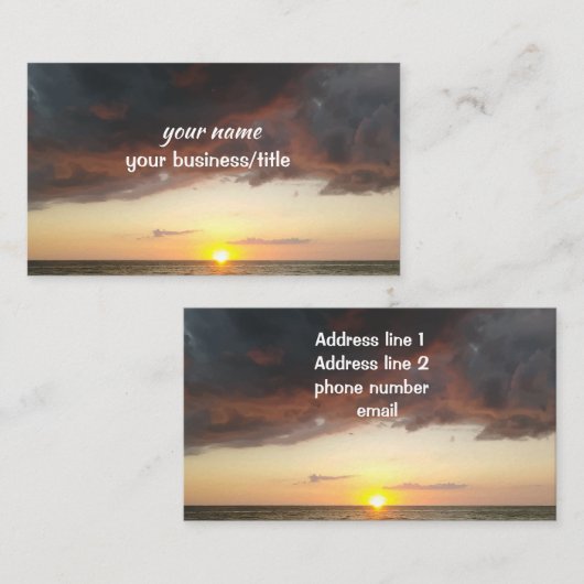 美しい海の日没の暗闇は背景を曇らせます 名刺 (正面/裏面)