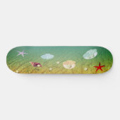 美しい海の星と真珠の付いたカキの殻 スケートボード (横)