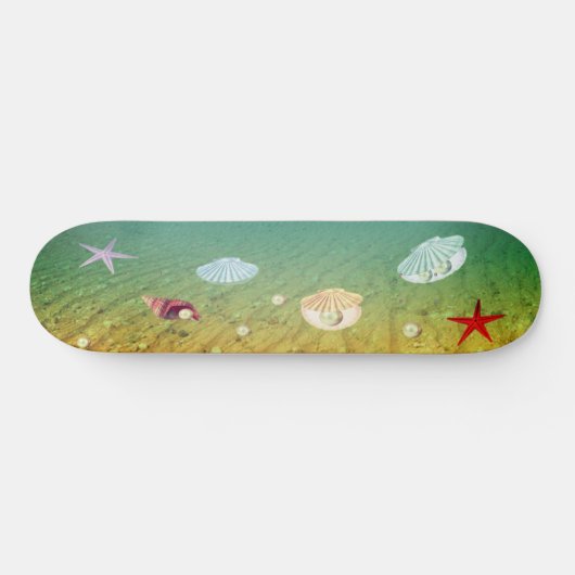 美しい海の星と真珠の牡蠣殻 スケートボード (横)