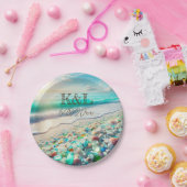 美しい海の波と海のガラスパーソナライズされた ペーパープレート (パーティー)