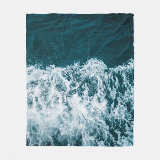 美しい海の波 フリースブランケット (正面)