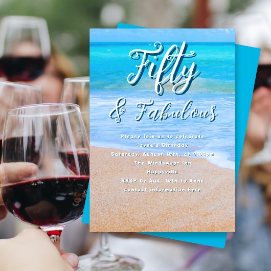 美しい海の節目の誕生日パーティー 招待状