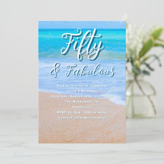 美しい海の節目の誕生日パーティー 招待状 (スタンド正面)