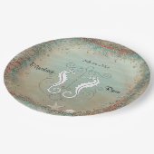 美しい海の馬、ビーチ結婚式、シーシェル ペーパープレート (アングル)