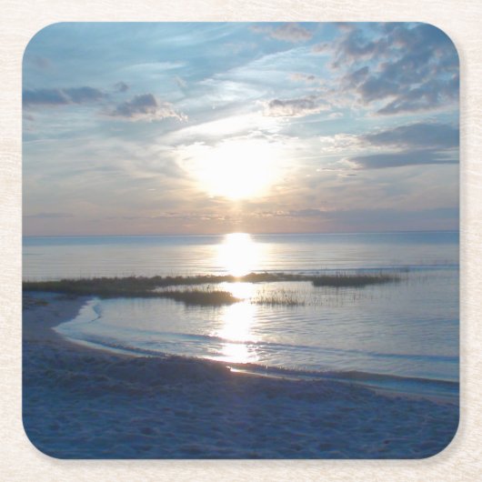 美しい海サンセットコースター スクエアペーパーコースター (正面)