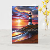 美しい海サンセットハッピー記念日 カード (黄色い花)