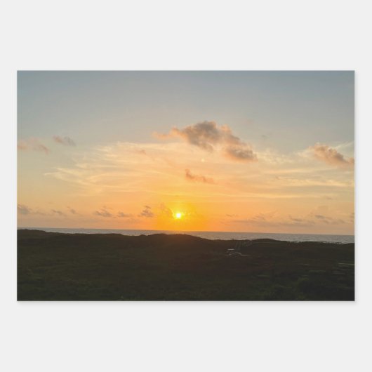 美しい海サンライズ自然ビーチ写真 ラッピングペーパーシート (正面2)