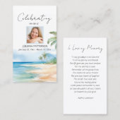 美しい海ビーチ写真葬式祈りの言葉カード 名刺 (正面/裏面)