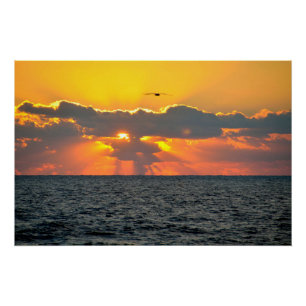 美しい海ビーチ日の出 ポスター