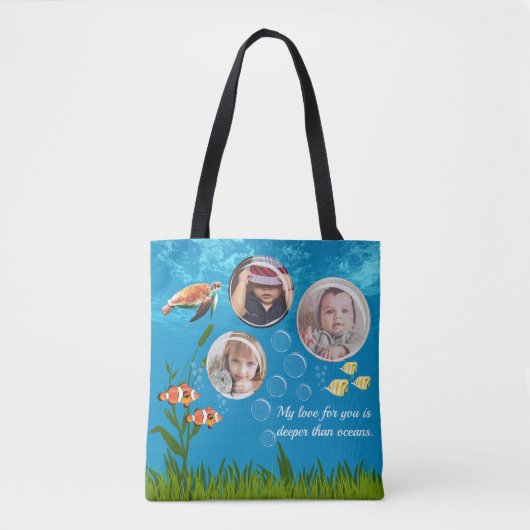 美しい海ブルー熱帯魚の水中 トートバッグ (正面)