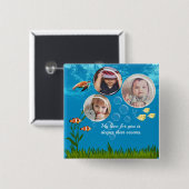 美しい海ブルー熱帯魚の水中 缶バッジ (正面&裏面)