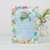 美しい海亀のトロピカルフラワーブライダルシャワー 招待状 (スタンド正面)