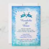 美しい海亀の結婚式招待状 - 青と緑 招待状 (正面)