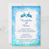 美しい海亀の結婚式招待状 - 青と緑 招待状 (正面)