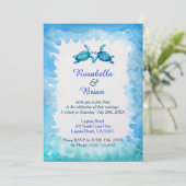 美しい海亀の結婚式招待状 - 青と緑 招待状 (スタンド正面)