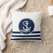 美しい海事スタイル白と青、いかり クッション (ブランケット)