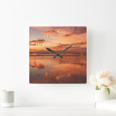 美しい海反射の日 スクエア壁時計 (ホーム)