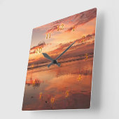 美しい海反射の日 スクエア壁時計 (傾斜)