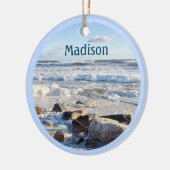 美しい海名前をカスタムすると年 セラミックオーナメント (左)