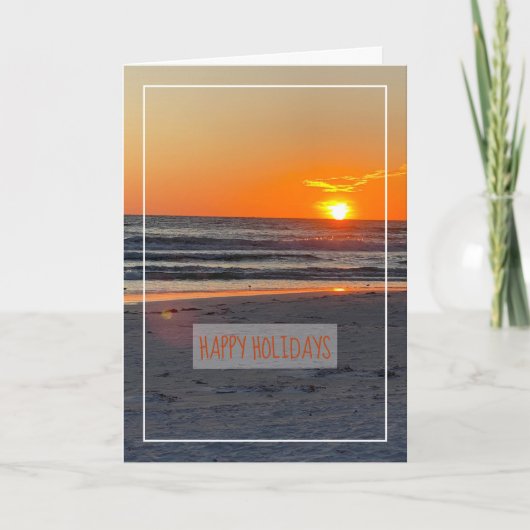 美しい海岸日没フォトハッピーホリデーズカード カード (正面)