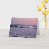 美しい海水波の日没の挨拶状 カード (黄色い花)