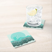 美しい海波と夕日 スクエアペーパーコースター (インサイチュ)