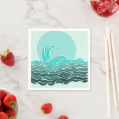 美しい海波と夕日 スタンダードカクテルナプキン (インサイチュ)